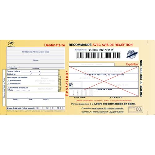 TEC B/100 RECOMMANDE GUICHET A V AR 3756       181E