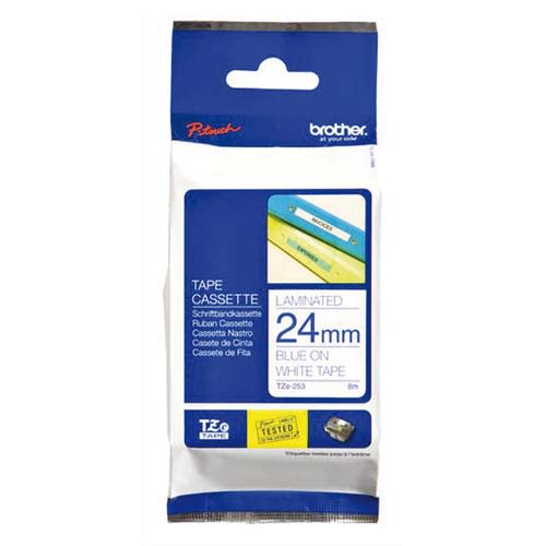 [347260] BRO RUBAN LAMI 24MMX8M BLEU/BLANC TZE253       145A