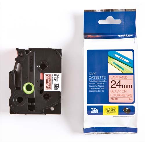[398853] BRO RUBAN LAMI 24MMX5M N/OGE FLUO TZEB51       145A