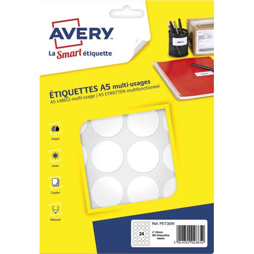 AVE S/384 PASTILLES D30MM BLC PET30W       445A