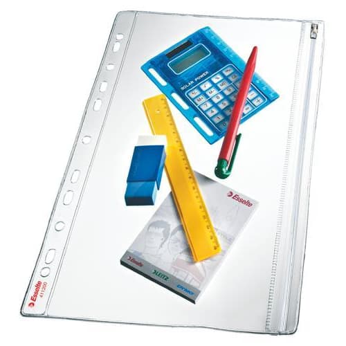 ESD S/5 POCH PERF PVC LISS ZIP A4 411200       999W