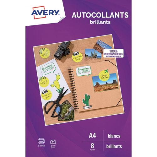 AVE S/8 AUTOCOLLANT A4 BLC BRIL C9410BR       444G