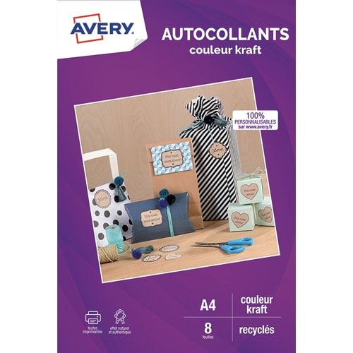 AVE S/8 AUTOCOLLANT A4 KRAFT BRUN C9410K       444G
