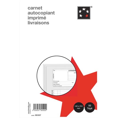 [581637] PRG CARNET LIVRAISON 180X210 50TRIPLI AT       446A
