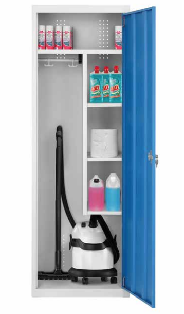[C930007] VESTIAIRE D'ENTRETIEN  + PENDERIE L600 X P500 X H1800 GRIS/BLEU