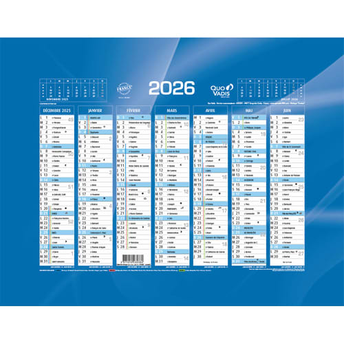 QUO CALENDRIER 7MOIS 13.5X18 BL 238062Q