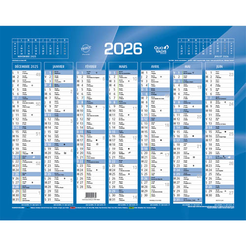 QUO CALENDRIER 7MOIS 43X33.5 BL 238024Q