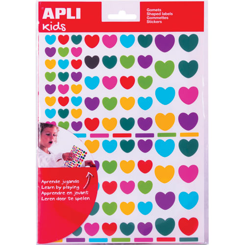APLI P/6 FEUIL GOMMET CŒUR COU ASS 18767       999W