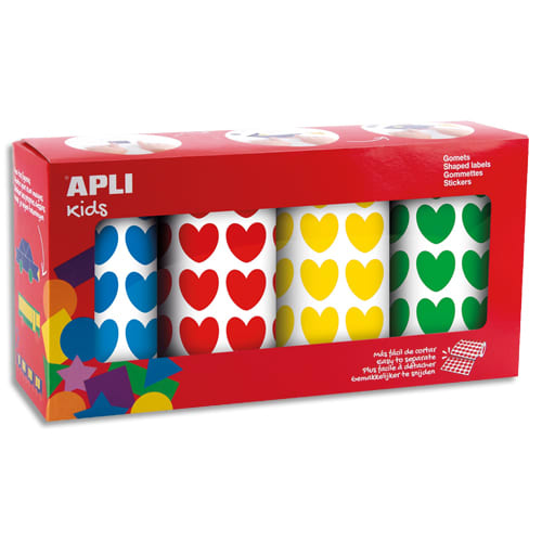 APLI B/4 RLX GOMMET CŒUR 20MM ASS 19502       999W