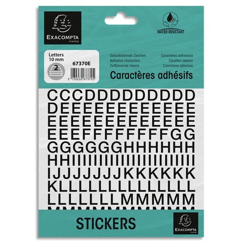 [466537] EXA POCH LETTRES ADH 10MM NOIR 67370E       999W