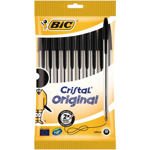 BIC E/10 STYLO BILLE CRISTAL NOIR 516353       275C