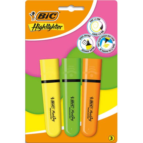 BIC BL/3 SURLIGNEUR FLUO ASS 517922