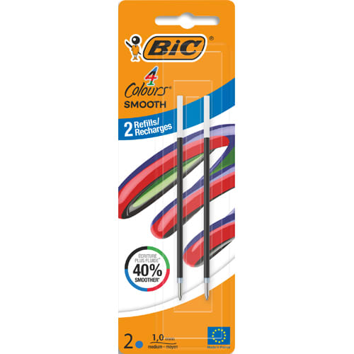 BIC BL/2 RECHARGES 4C SMOOTH BLEU 524097       273E
